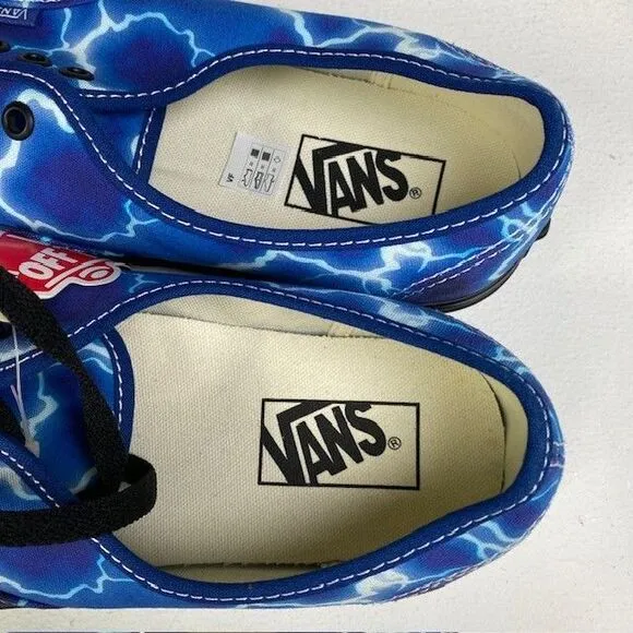 Vans Authentic Lightning Storm Print Sneakers Black Blue‎ Electric Pattern US 10
