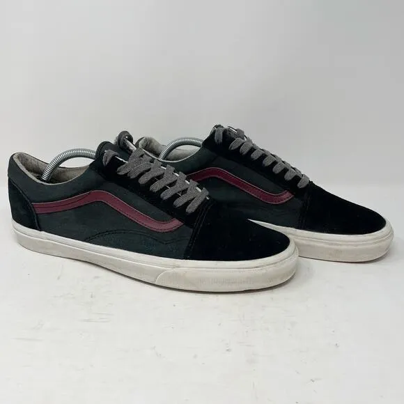 Vans Black Grey Red Suede Old Skool Low Canvas Mens 11.5 Skate