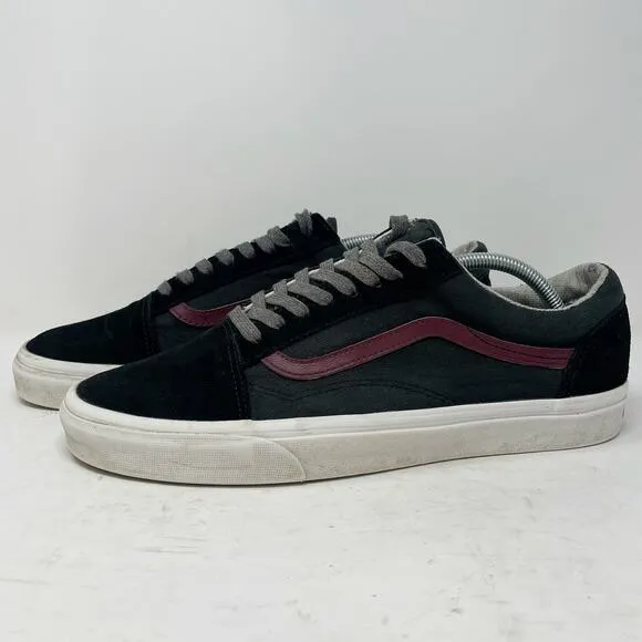 Vans Black Grey Red Suede Old Skool Low Canvas Mens 11.5 Skate