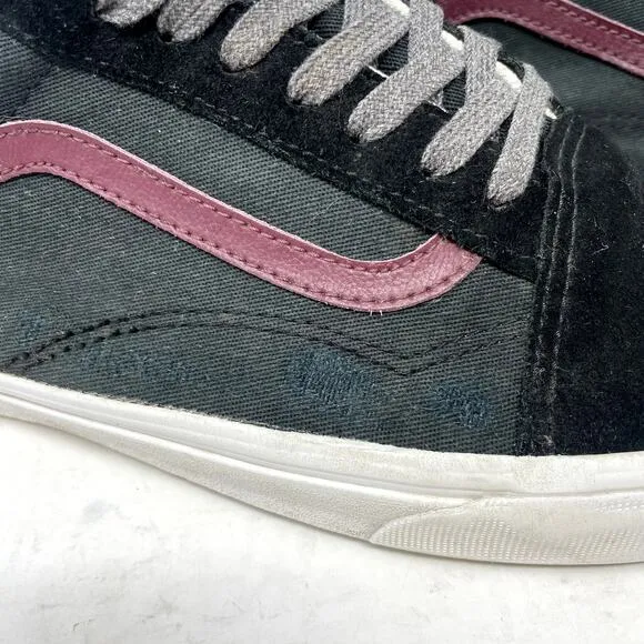 Vans Black Grey Red Suede Old Skool Low Canvas Mens 11.5 Skate
