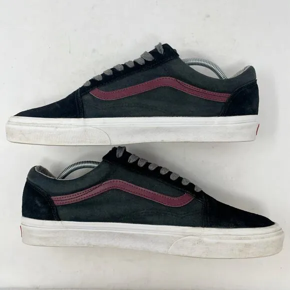 Vans Black Grey Red Suede Old Skool Low Canvas Mens 11.5 Skate