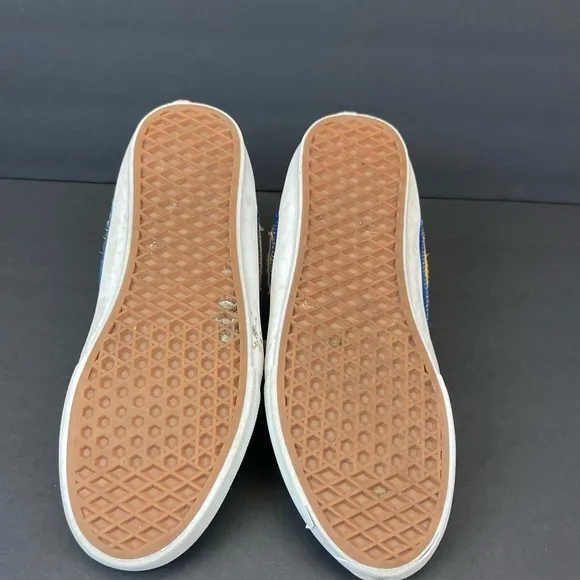 Vans Blue and Yellow Athletic Shoes with Skate-Inspired Design Men’s Size 10
