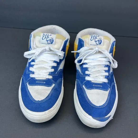 Vans Blue and Yellow Athletic Shoes with Skate-Inspired Design Men’s Size 10