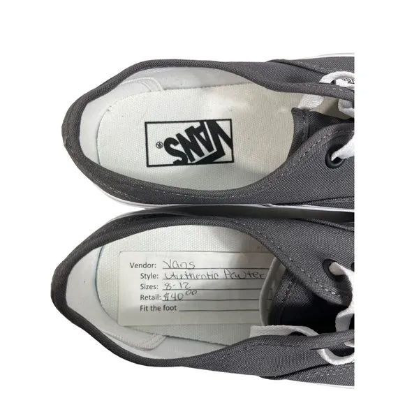 Vans Boys Grey Pewter Core Classic Sneakers Sz 4 NWB