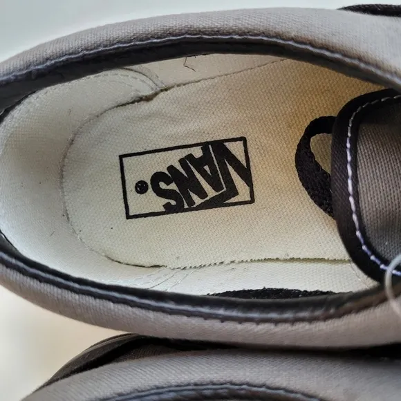 Vans Canvas Black Gray Skater Low Top Lace Shoes Youth Sz 1.5