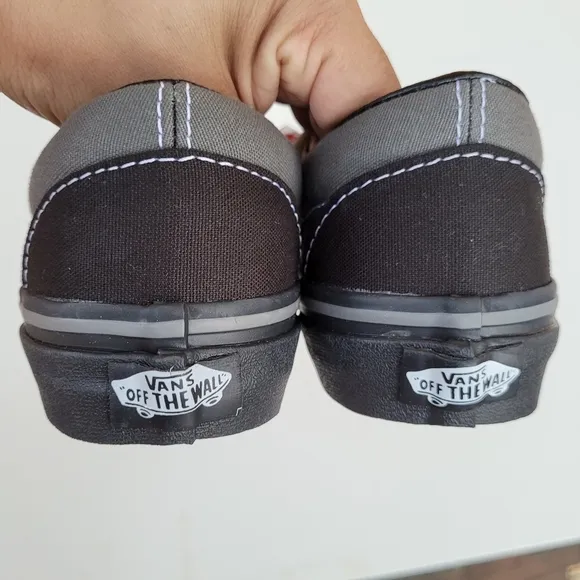 Vans Canvas Black Gray Skater Low Top Lace Shoes Youth Sz 1.5