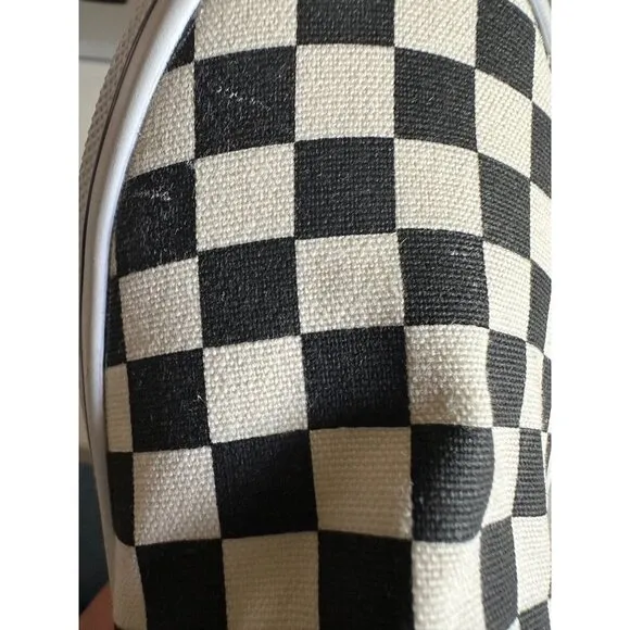Vans Classic Kids Slip-On Checkerboard Skate Shoe White/ Black Size 13 Cushioned