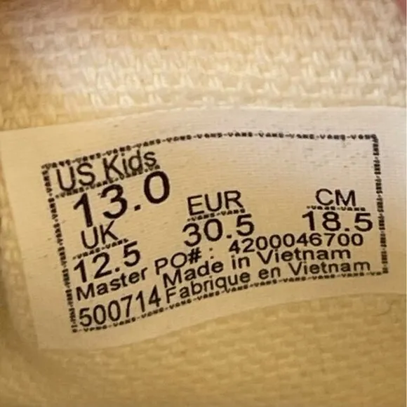 Vans Classic Kids Slip-On Checkerboard Skate Shoe White/ Black Size 13 Cushioned