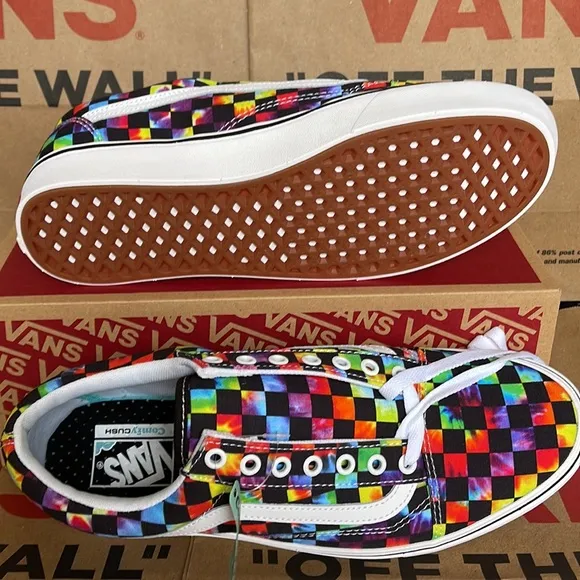 Vans Comfycush Old Skool The Tie-Dye Checkerboard Black Sneakers WMNS