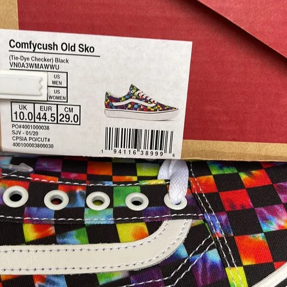 Vans Comfycush Old Skool The Tie-Dye Checkerboard Black Sneakers WMNS