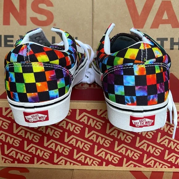 Vans Comfycush Old Skool The Tie-Dye Checkerboard Black Sneakers WMNS