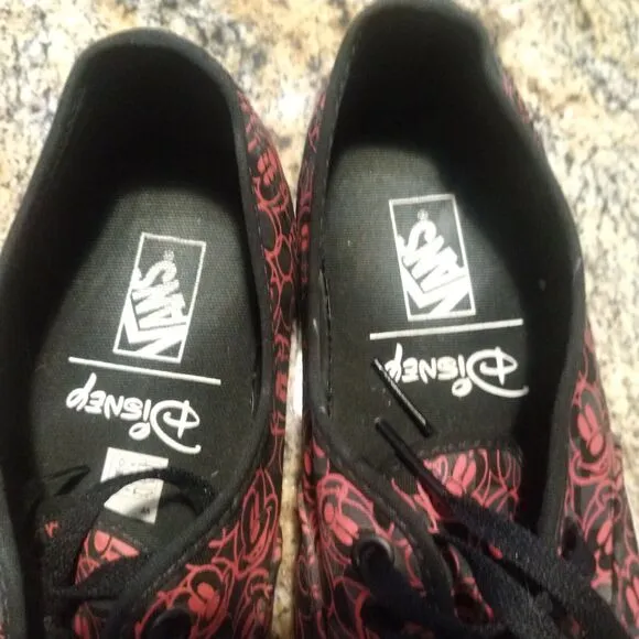 VANS Disney Mickey Mouse Skate Shoes Red Black All Over Print Canvas Men's Sz 11