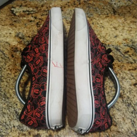 VANS Disney Mickey Mouse Skate Shoes Red Black All Over Print Canvas Men's Sz 11