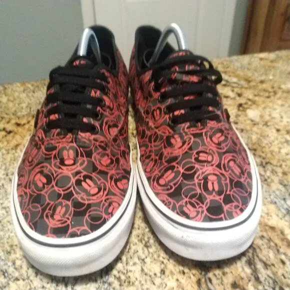 VANS Disney Mickey Mouse Skate Shoes Red Black All Over Print Canvas Men's Sz 11