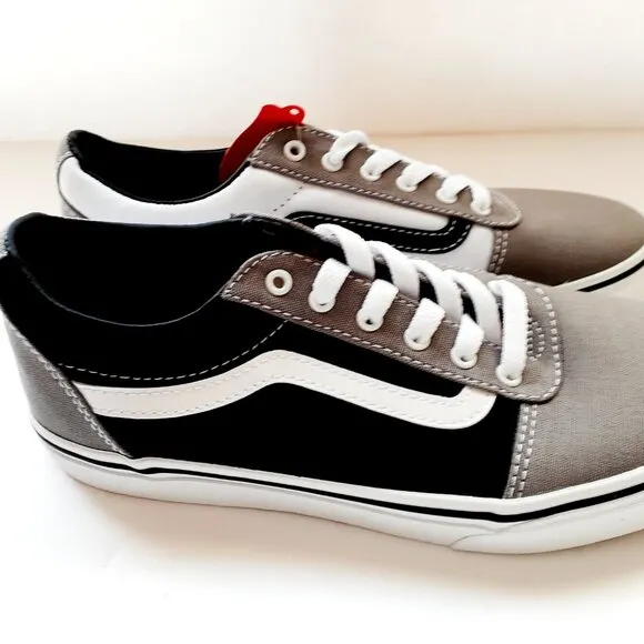 Vans Kids Shoes Skate Black Gray Lace Up Ward Boys Girls Unisex 5 Youth New