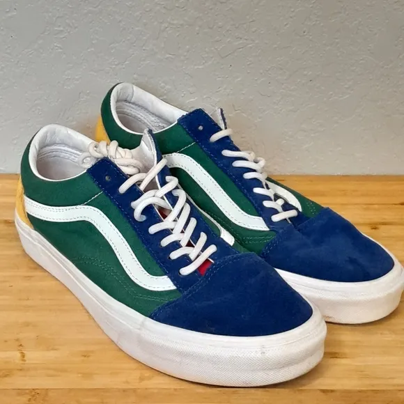 VANS Mens Size 8.5 Old Skool Primary Block Color Suede Skater Boat Shoes