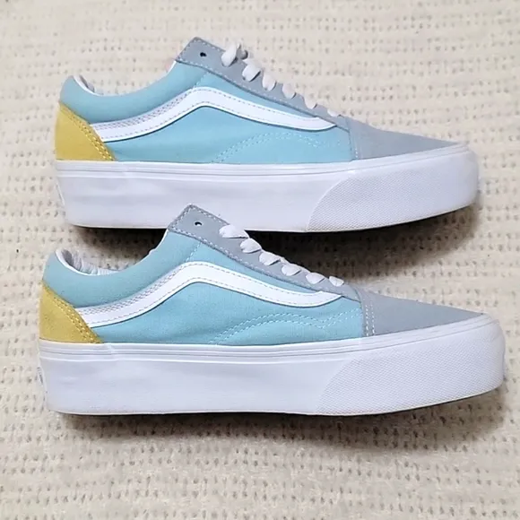 Vans OFF THE WALL Color Block Old Skool Platform Shoes Pastel