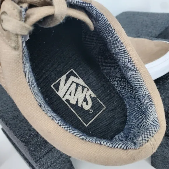 Vans Off The Wall Shoes Low Top Canvas Khaki Tan Brown Men 8 Women 9.5 Sneakers