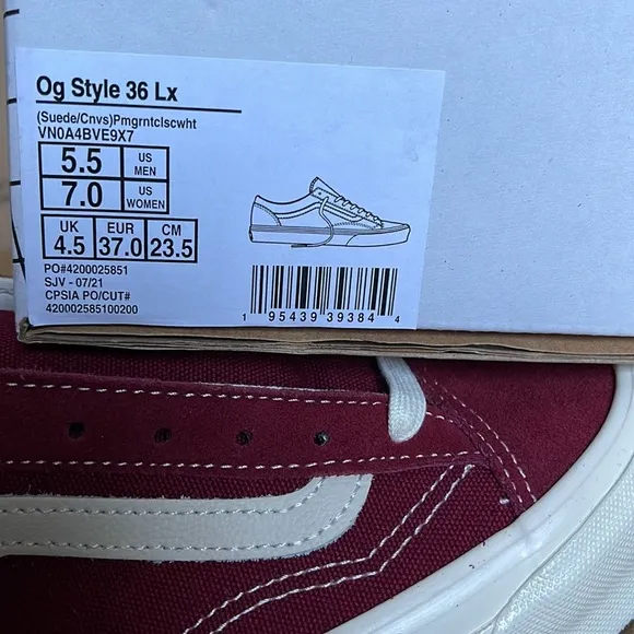 Vans Og Style 36 Lx Suede/Canvas Pomegranate/Classic White WMNS