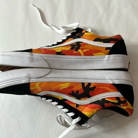 Vans Old Skool Camo Shoes Sneakers Orange Yellow Size 12