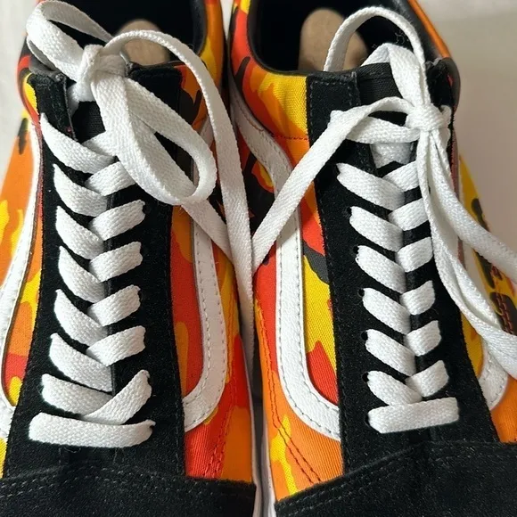 Vans Old Skool Camo Shoes Sneakers Orange Yellow Size 12