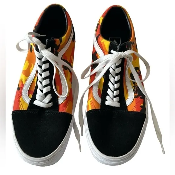 Vans Old Skool Camo Shoes Sneakers Orange Yellow Size 12