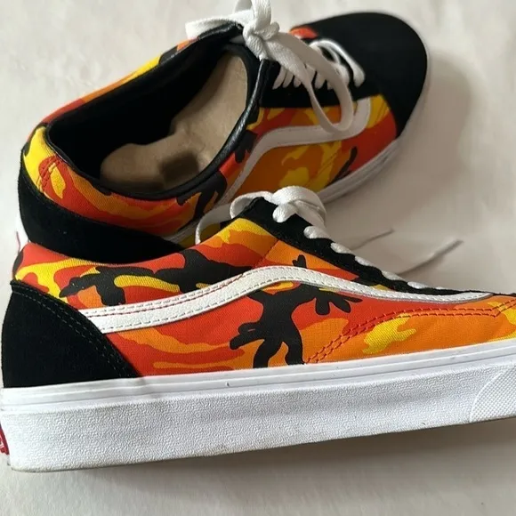 Vans Old Skool Camo Shoes Sneakers Orange Yellow Size 12