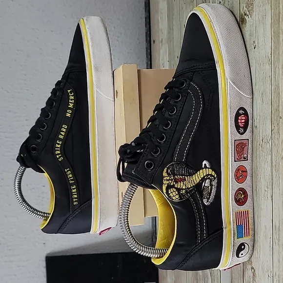 VANS Old Skool Cobra Kai Black Low Skate Shoes‎ Canvas Men's 6.5 Women's 8