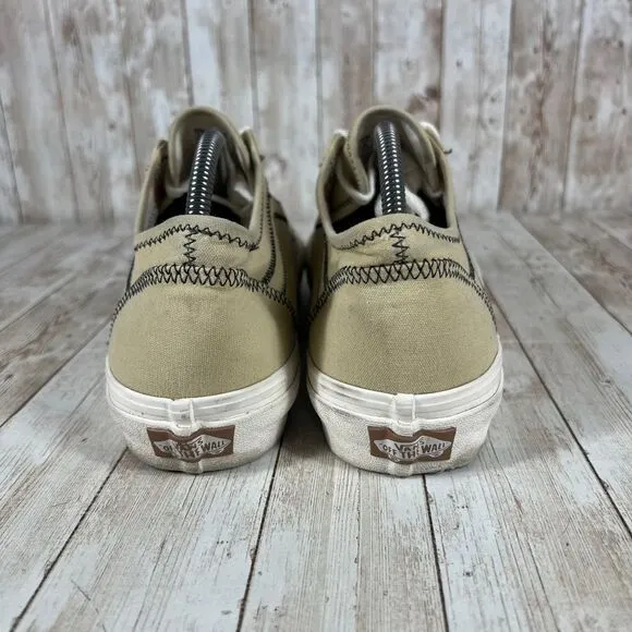 Vans Old Skool‎ Deconstructed Canvas Sneakers Beige Black Stitch US Men 9.5