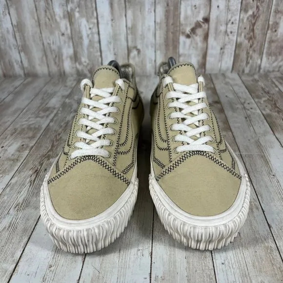 Vans Old Skool‎ Deconstructed Canvas Sneakers Beige Black Stitch US Men 9.5