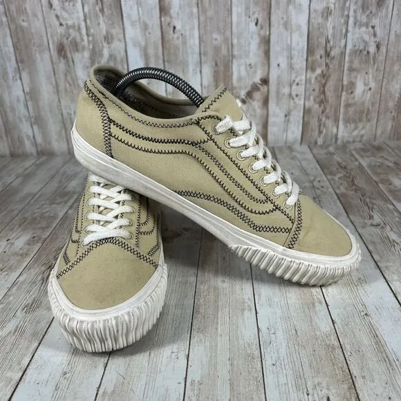 Vans Old Skool‎ Deconstructed Canvas Sneakers Beige Black Stitch US Men 9.5