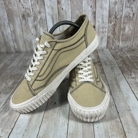 Vans Old Skool‎ Deconstructed Canvas Sneakers Beige Black Stitch US Men 9.5