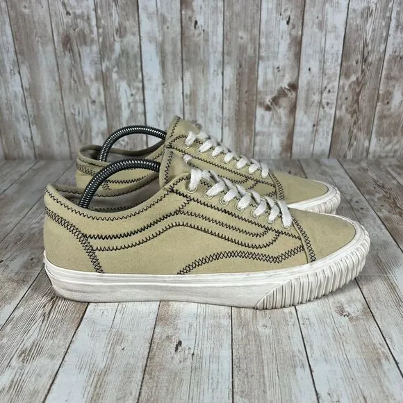 Vans Old Skool‎ Deconstructed Canvas Sneakers Beige Black Stitch US Men 9.5
