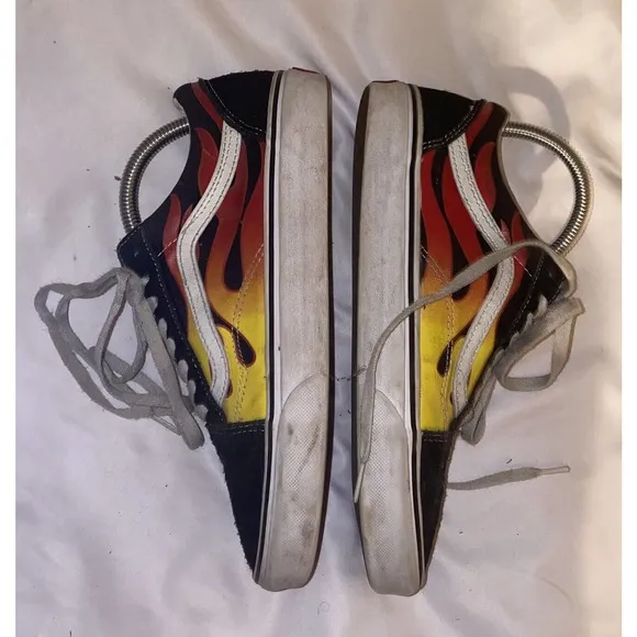 Vans Old Skool Flame Low Top‎ Men Canvas Suede Skate Sneakers Shoes M 8.5 W 10