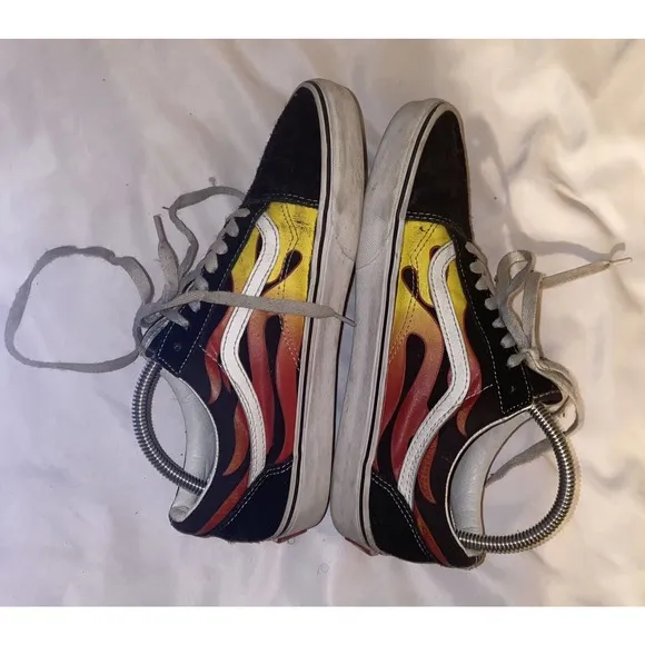 Vans Old Skool Flame Low Top‎ Men Canvas Suede Skate Sneakers Shoes M 8.5 W 10