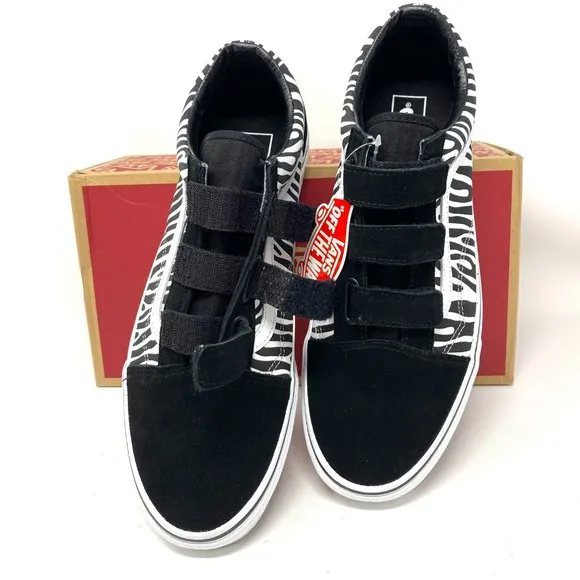VANS Old Skool V Zebra Black Suede Canvas Sneakers Shoes Womens Size VN0A3D296DB