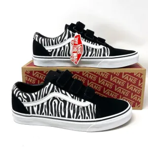 VANS Old Skool V Zebra Black Suede Canvas Sneakers Shoes Womens Size VN0A3D296DB