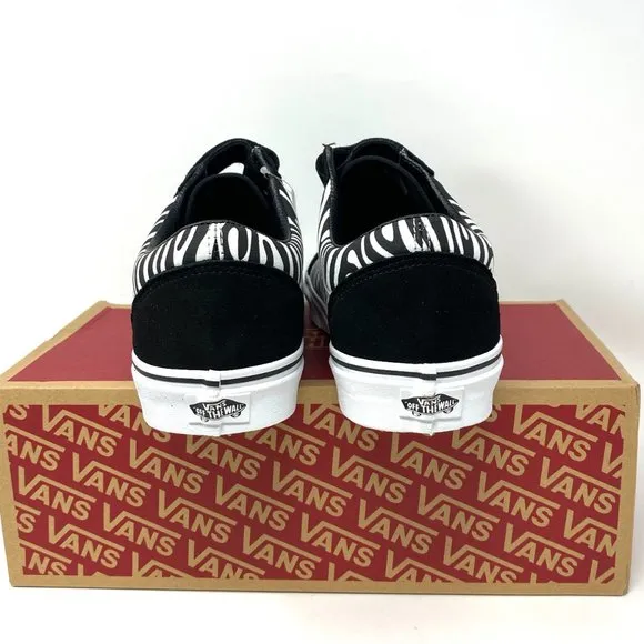 VANS Old Skool V Zebra Black Suede Canvas Sneakers Shoes Womens Size VN0A3D296DB