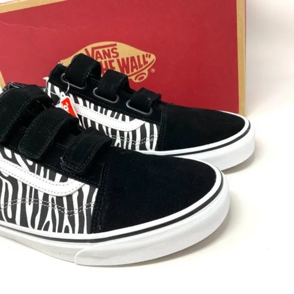 VANS Old Skool V Zebra Black Suede Canvas Sneakers Shoes Womens Size VN0A3D296DB