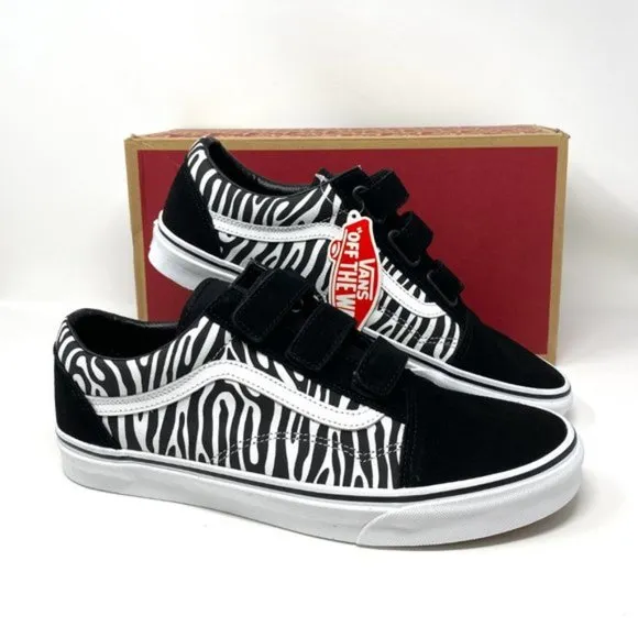 VANS Old Skool V Zebra Black Suede Canvas Sneakers Shoes Womens Size VN0A3D296DB