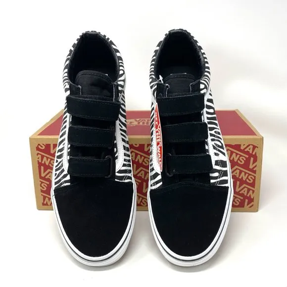 VANS Old Skool V Zebra Black Suede Canvas Sneakers Shoes Womens Size VN0A3D296DB