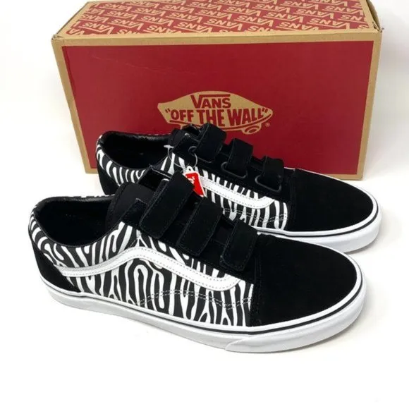 VANS Old Skool V Zebra Black Suede Canvas Sneakers Shoes Womens Size VN0A3D296DB