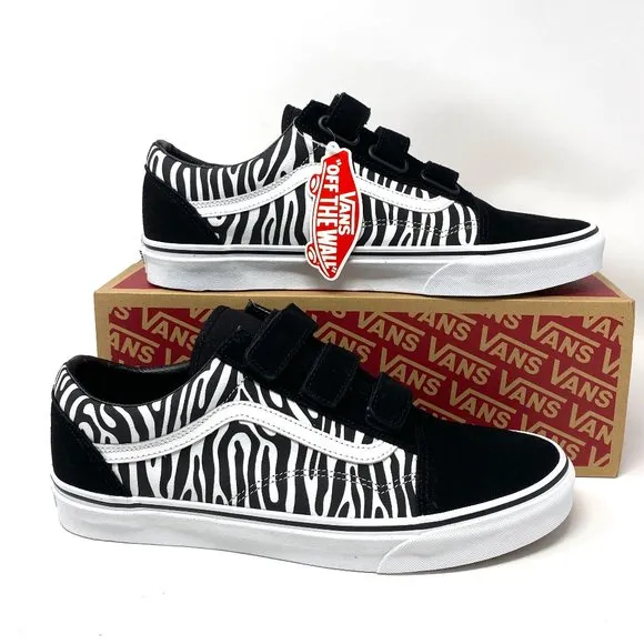 VANS Old Skool V Zebra Black Suede Canvas Sneakers Shoes Womens Size VN0A3D296DB