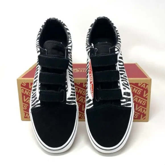 VANS Old Skool V Zebra Black Suede Canvas Sneakers Shoes Womens Size VN0A3D296DB