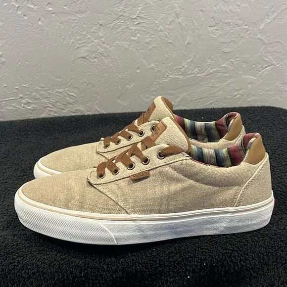 🔥 VANS Ortholite Deluxe Comfort Canvas Lace Up Sneakers Tan/Brown Mens 10.5 -EU