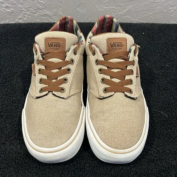 🔥 VANS Ortholite Deluxe Comfort Canvas Lace Up Sneakers Tan/Brown Mens 10.5 -EU