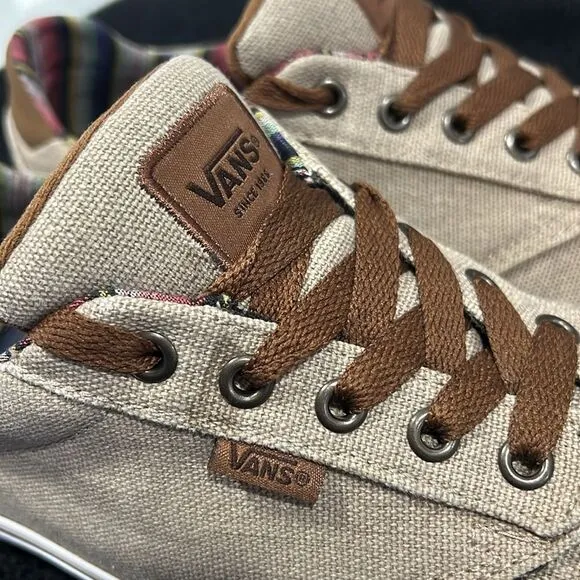 🔥 VANS Ortholite Deluxe Comfort Canvas Lace Up Sneakers Tan/Brown Mens 10.5 -EU