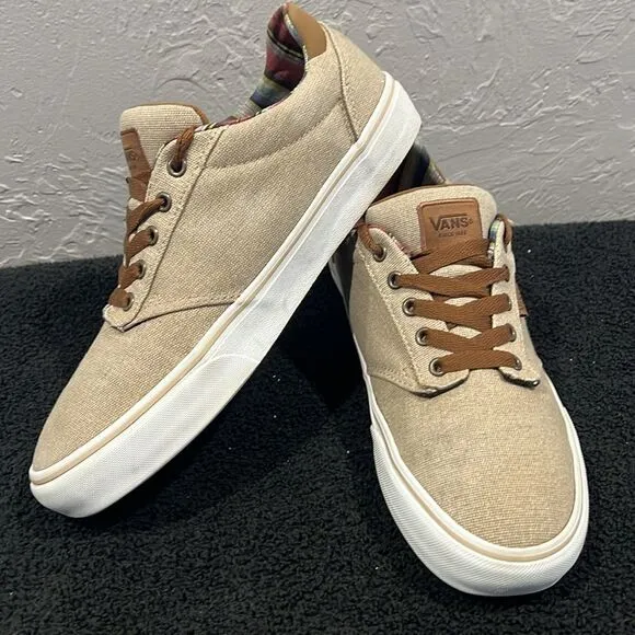 🔥 VANS Ortholite Deluxe Comfort Canvas Lace Up Sneakers Tan/Brown Mens 10.5 -EU