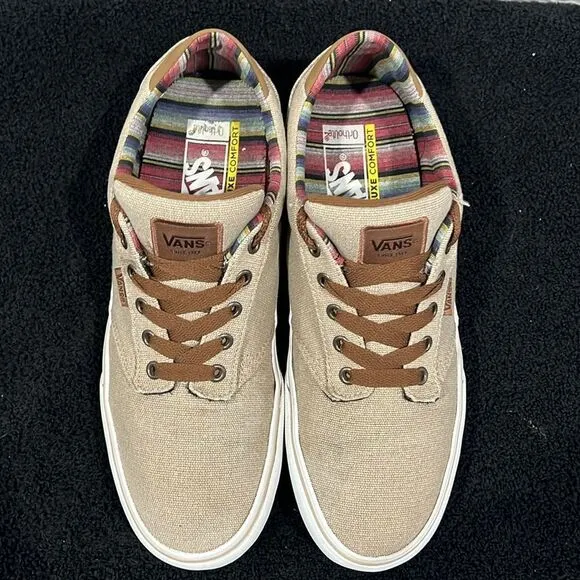 🔥 VANS Ortholite Deluxe Comfort Canvas Lace Up Sneakers Tan/Brown Mens 10.5 -EU