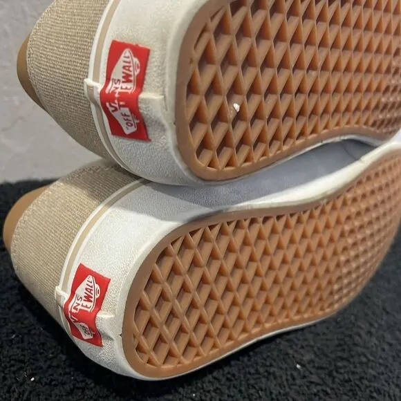 🔥 VANS Ortholite Deluxe Comfort Canvas Lace Up Sneakers Tan/Brown Mens 10.5 -EU